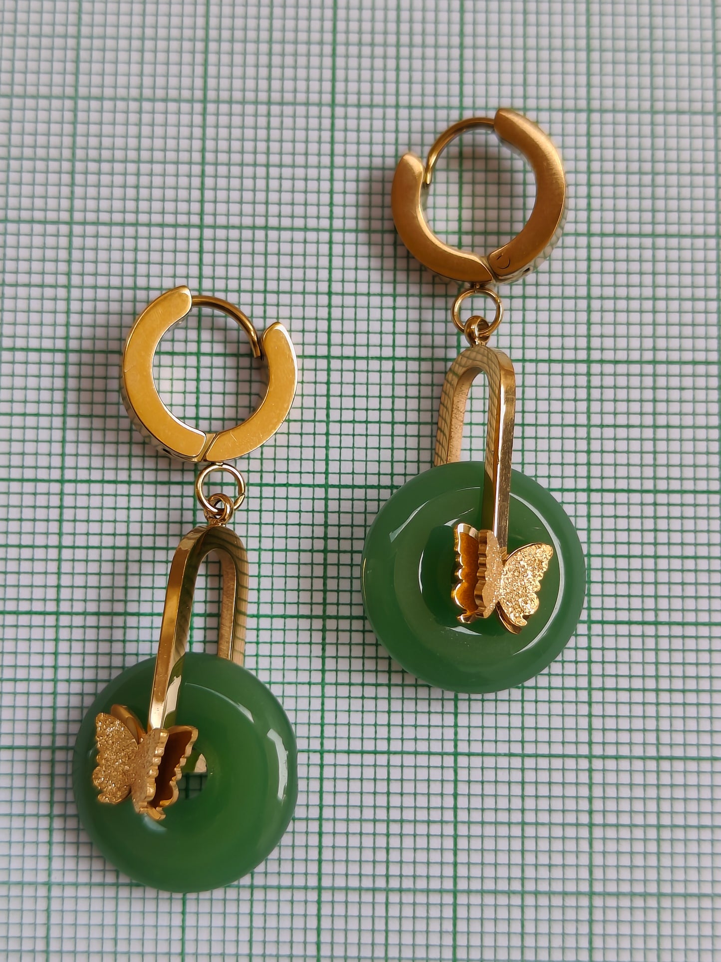 Golden Jade Butterfly Hoop