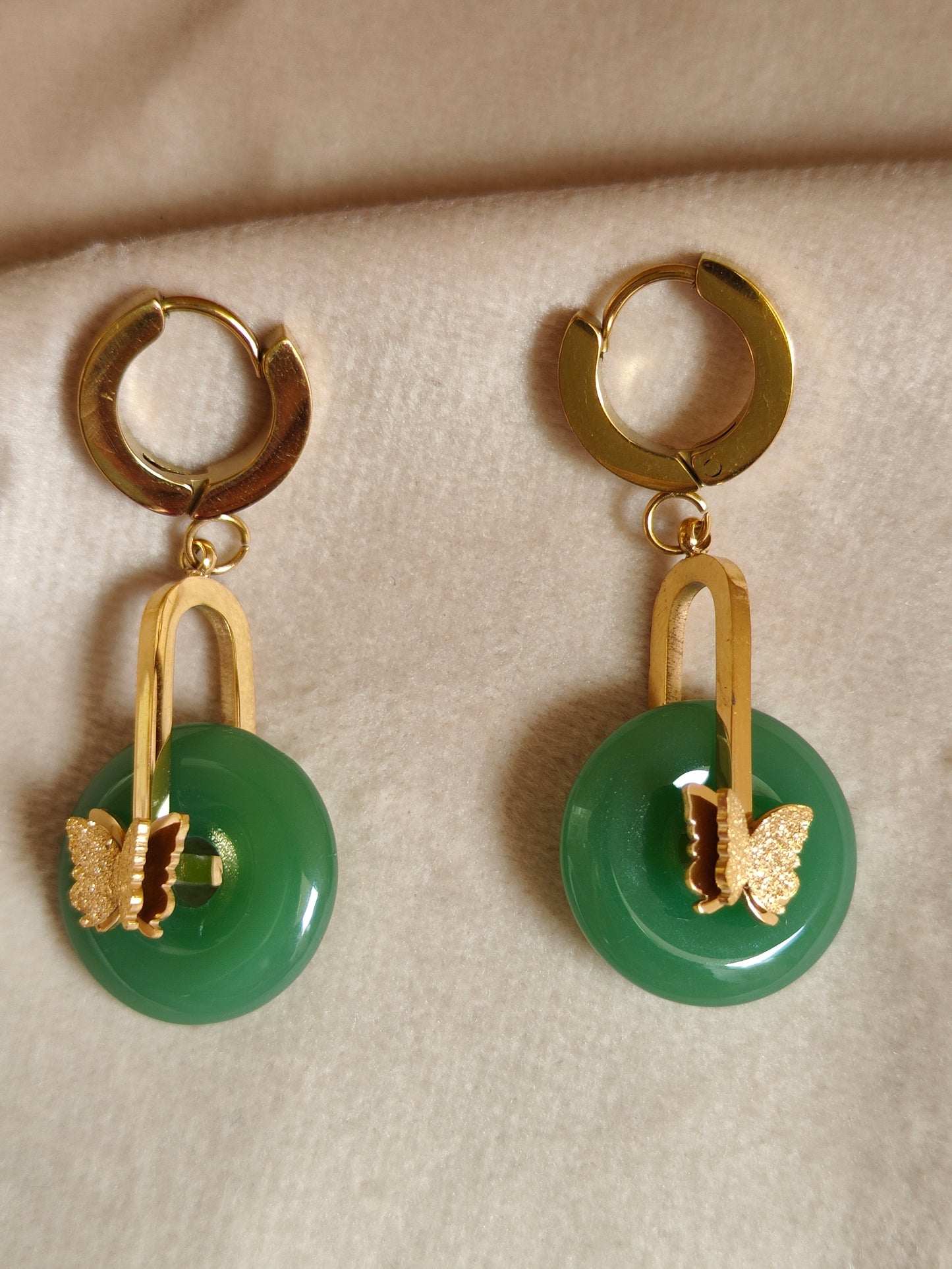 Golden Jade Butterfly Hoop