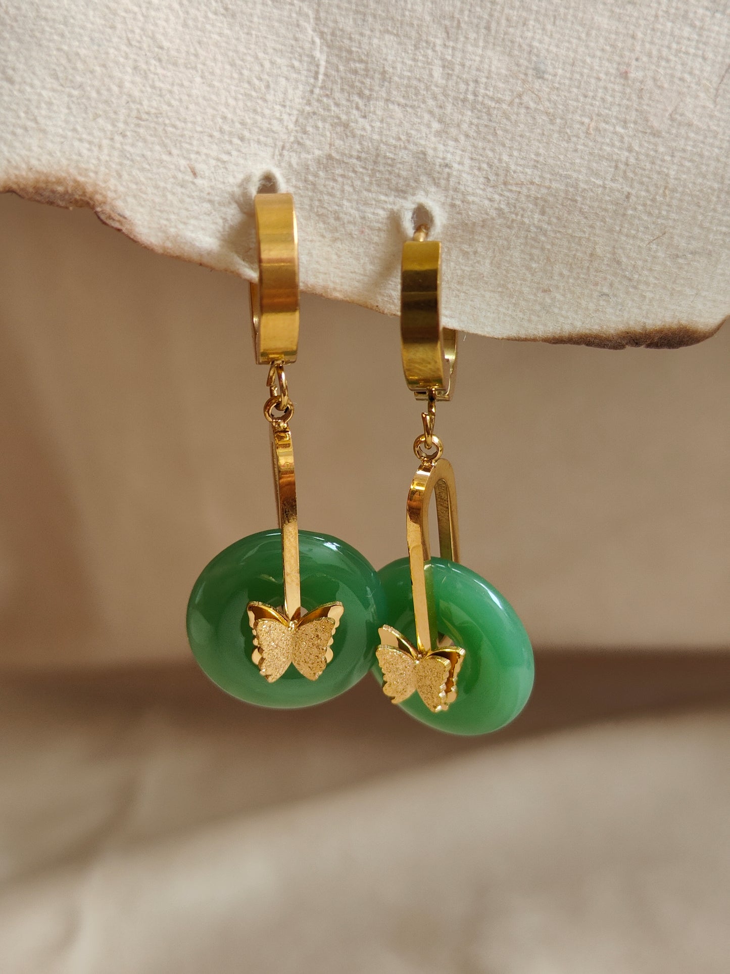 Golden Jade Butterfly Hoop
