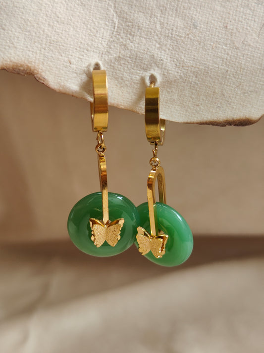 Golden Jade Butterfly Hoop